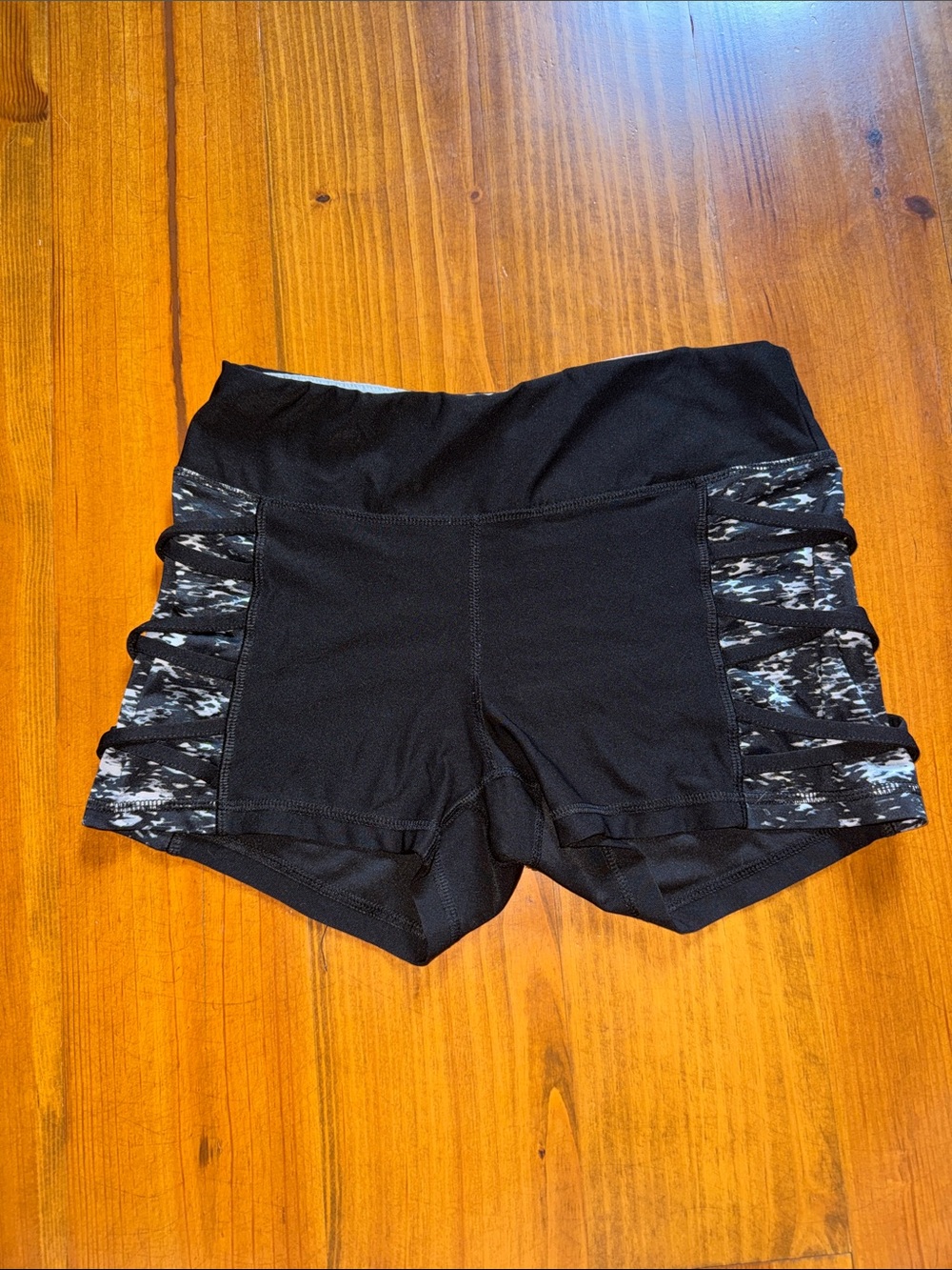 Black Women's Athletic Shorts with Side Print